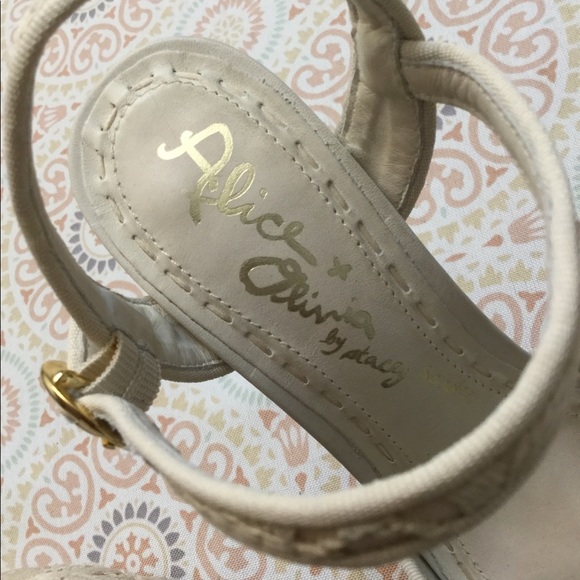Alice & Olivia Embroidered Cream Color Platform